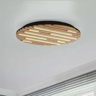 Paul Neuhaus SMART+ plafondlamp Q-Acoustic, hout Ø 60 cm by Q-Smart-Home in Licht hout, Black – product photo 1 of 5