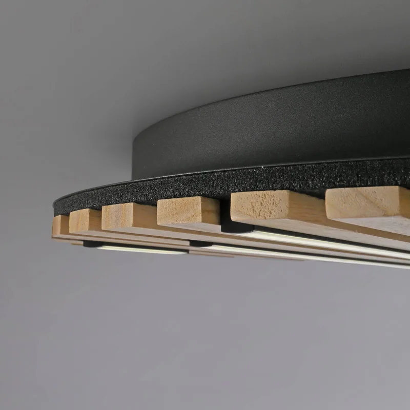 Paul Neuhaus SMART+ plafondlamp Q-Acoustic, hout Ø 60 cm by Q-Smart-Home in Licht hout, Black – product photo 3 of 5