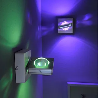 Stuurbare LED wandlamp Fisheye, afstandsbediening by Q-Smart-Home in Zilvergrijs, Chrome, Transparent – product photo 3 of 5