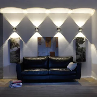 Stuurbare LED wandlamp Fisheye, afstandsbediening by Q-Smart-Home in Zilvergrijs, Chrome, Transparent – product photo 5 of 5