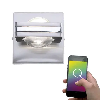 Stuurbare LED wandlamp Fisheye, afstandsbediening by Q-Smart-Home in Zilvergrijs, Chrome, Transparent – product photo 4 of 5