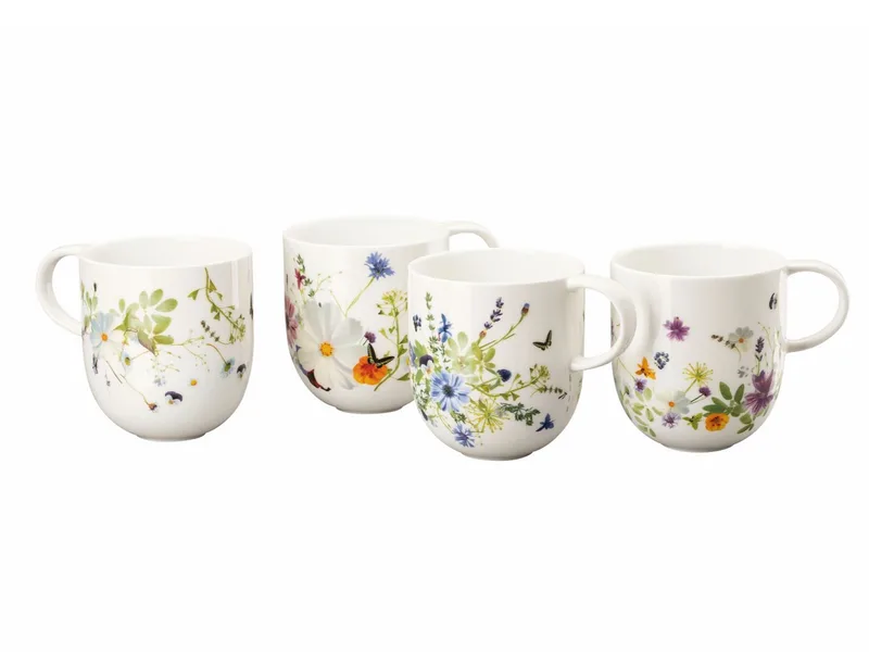 Becher Brillance Grand Air Mixed Becher mit Henkel Set 4tlg, Bone China by Rosenthal in Weiß – product photo