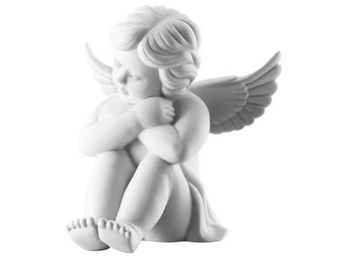 Dekofigur Engel groß Weiss matt Engel sitzend 14 cm, Figuren van Rosenthal in Meerkleurig, Wit – productfoto
