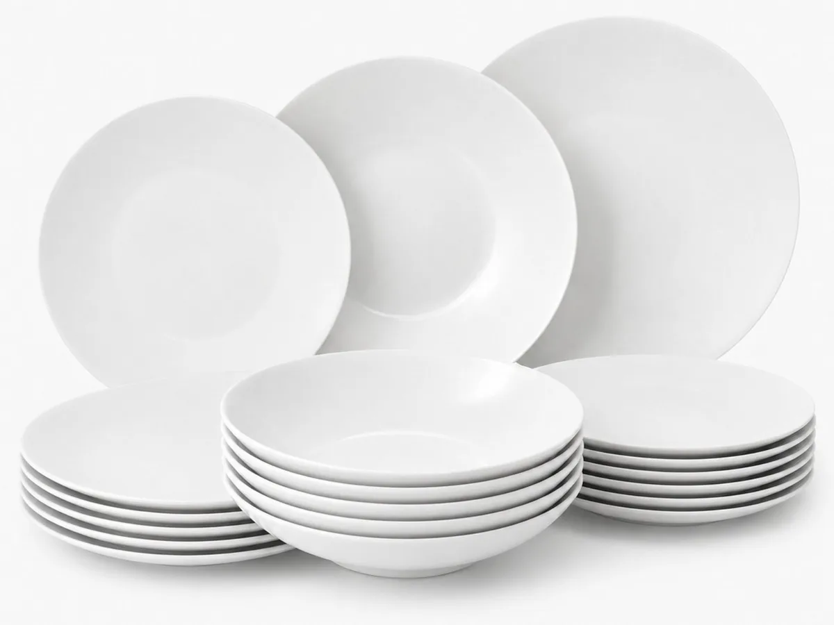 Geschirr-Set TAC Gropius Weiss Teller-Set 18tlg, Porzellan fra Rosenthal i Hvid – produktbillede