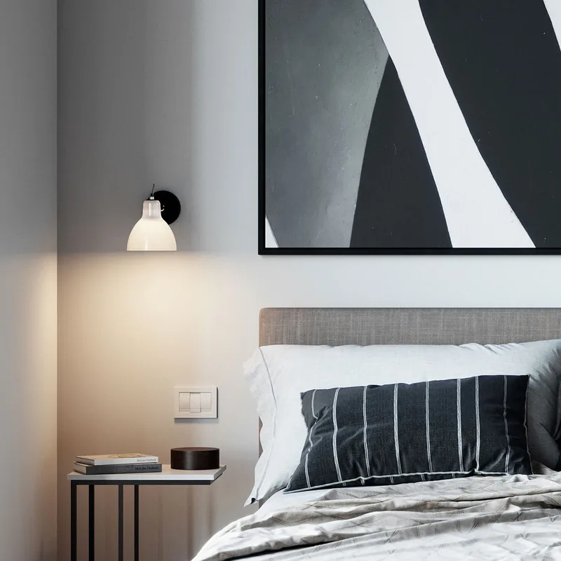 Luxy H0 Glam Anbauwandleuchte schwarz/weiß, Glas von Rotaliana – Produktfoto