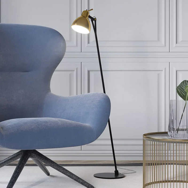 Vloerlamp Luxy F0 Glam, zwart/goud, glazen kap från Rotaliana – produktbild