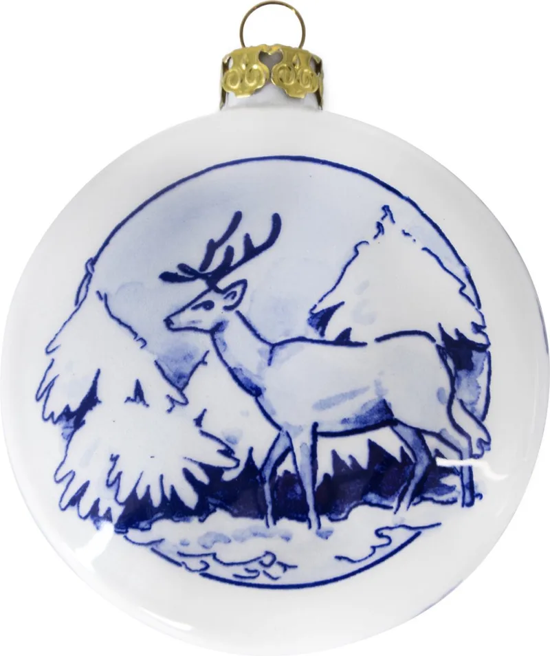 kerstornament Discus hert de Royal Delft en Wit-Blauw – photo du produit