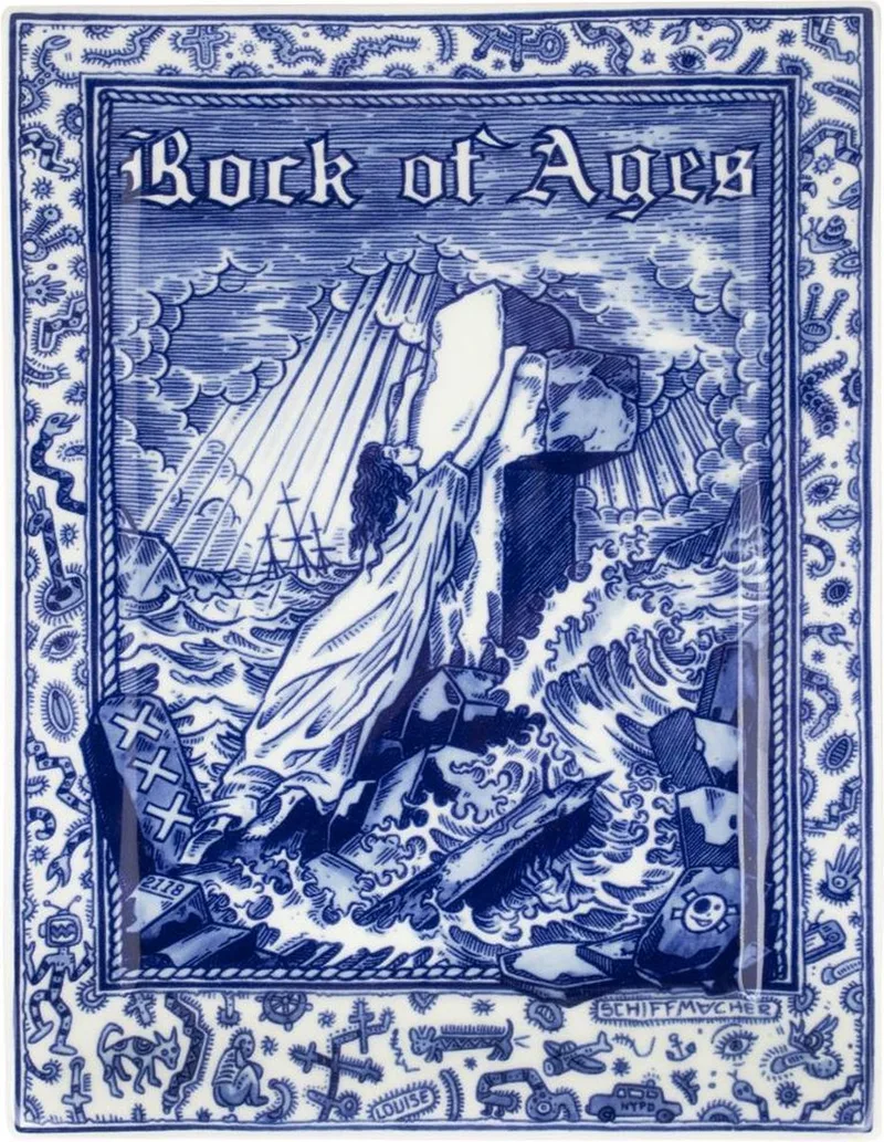 Schiffmacher Rock of Ages sierbord - 17x23 cm van Royal Delft in Blauw – productfoto