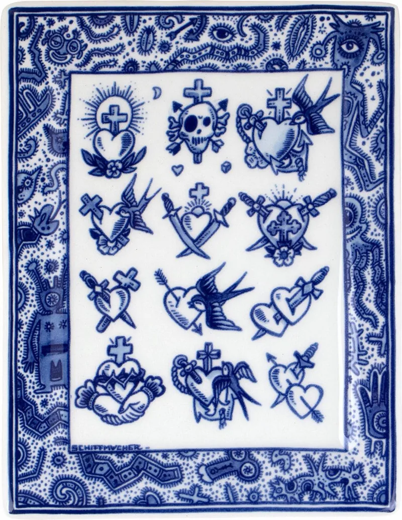 Schiffmacher Royal Blue Tattoo Applique Old School Collection by Royal Delft in Delft blauw – product photo