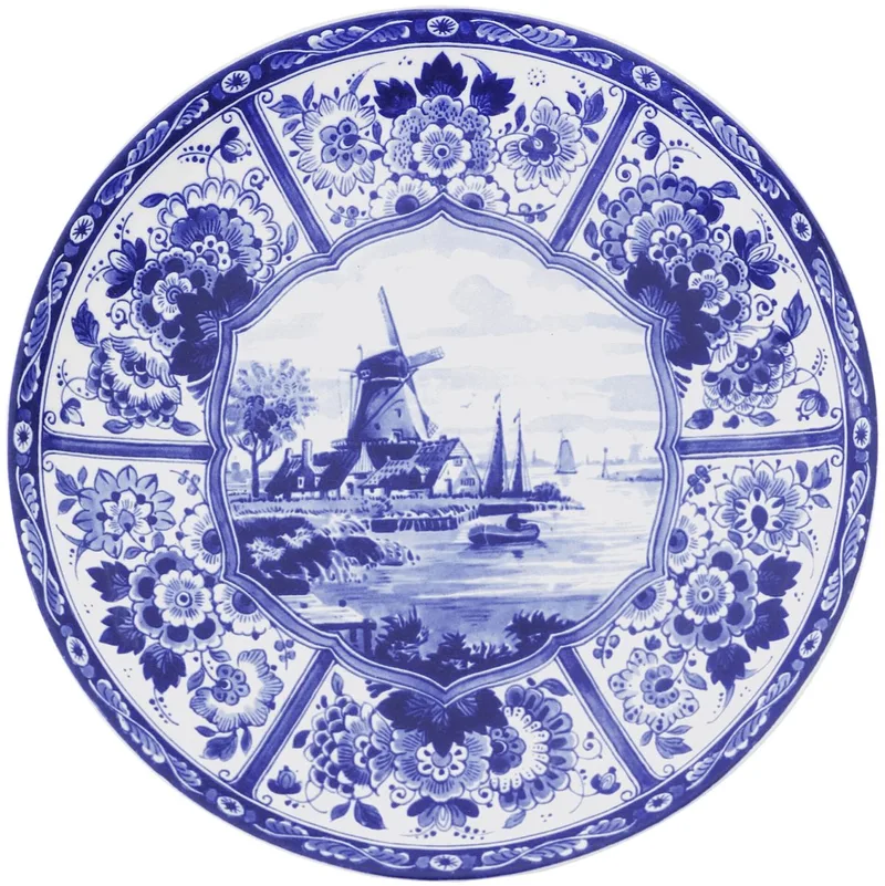 Wandbord - Royal Delft - 28 cm Delfts - Molen fra Royal Delft i Blå – produktbillede