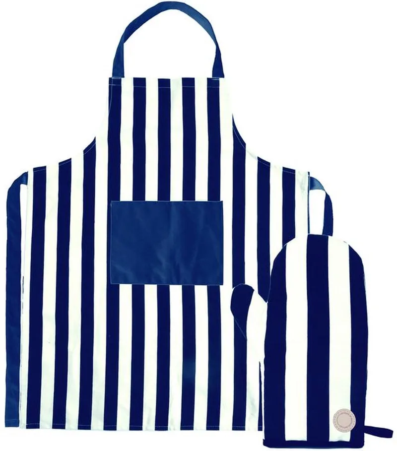 Aron schort & bbq handschoenen set Blauw/beige von Sagaform in Blauw,Beige – Produktfoto