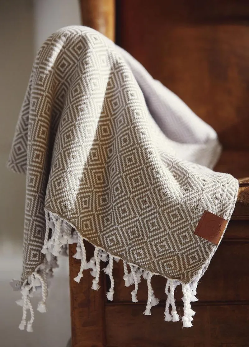 Goose Eye-Weave Deken de Sagaform en Beige – photo du produit