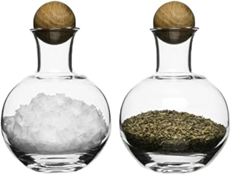 Nature Peper en Zoutstelletje, glas, met massief eiken stopper by Sagaform in Bruin – product photo