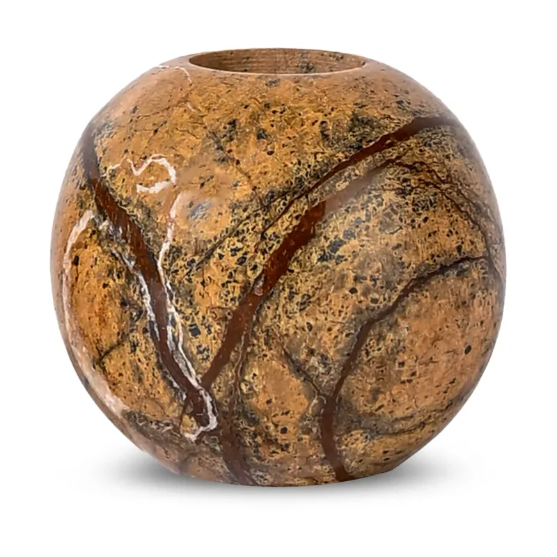 Stein Kerzenhalter Ø6 cm Brauner Waldmarmor von Sagaform – Produktfoto