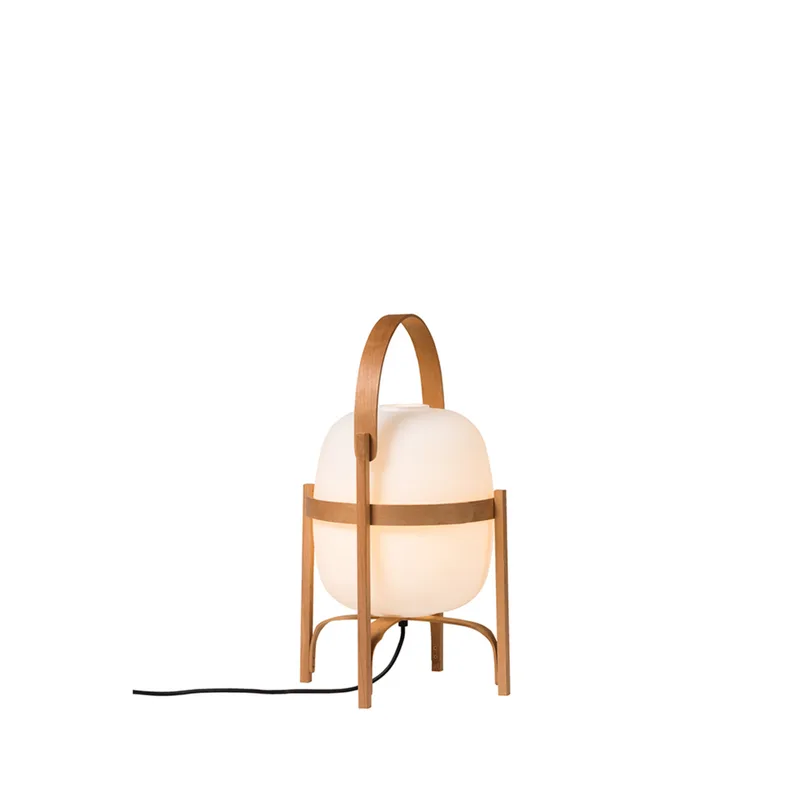 Cesta tafellamp Wood/White Opal Glass - Santa & Cole - Woonkamer - Hout van Santa & Cole – productfoto