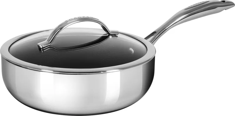 HaptIQ Diepe Hapjespan met glasdeksel 26 cm van Scanpan in Rvs – productfoto