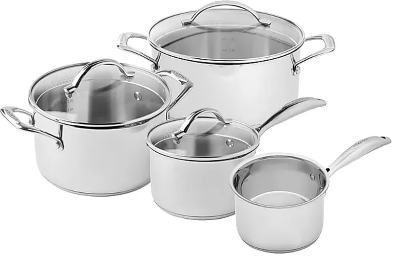 STS Pannenset - Kookpannenset - 4-delig - RVS - Inductie - Geschikt voor alle warmtebronnen by Scanpan in Zilver – product photo