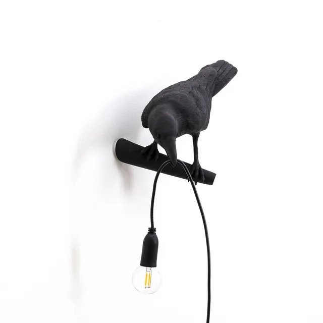 Bird Lamp Looking Left Wandlamp Zwart - Seletti - Woonkamer - Designer - Kunststof