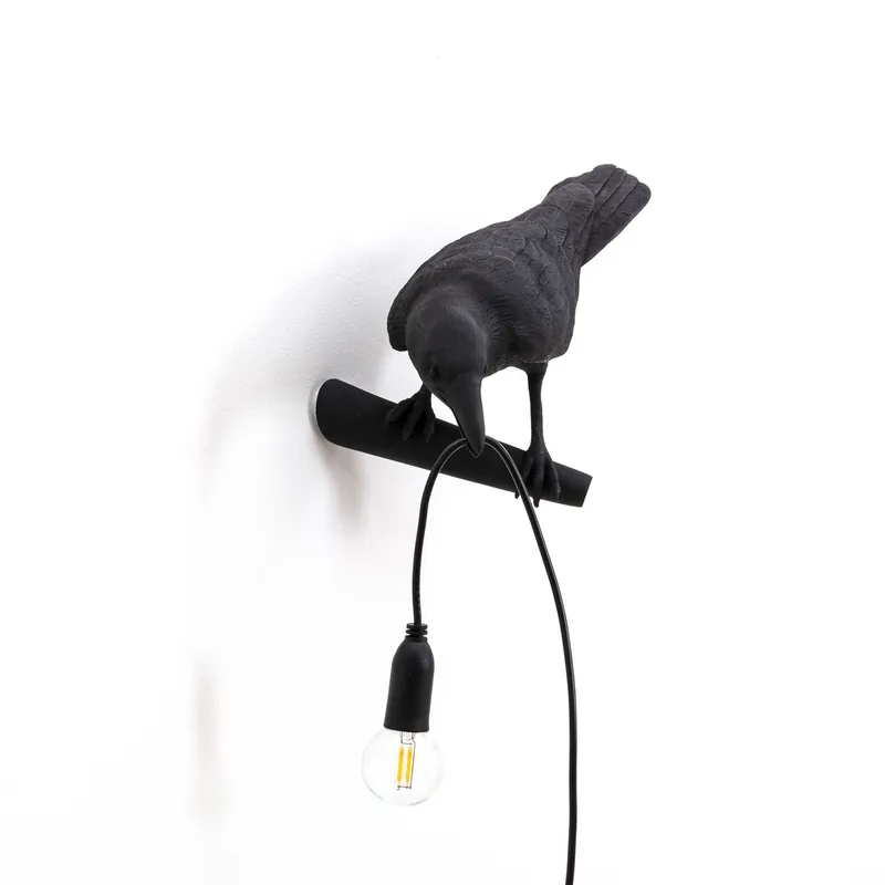 Bird Lamp Looking Left Wandlamp Zwart - Seletti - Woonkamer - Designer - Kunststof von Seletti – Produktfoto