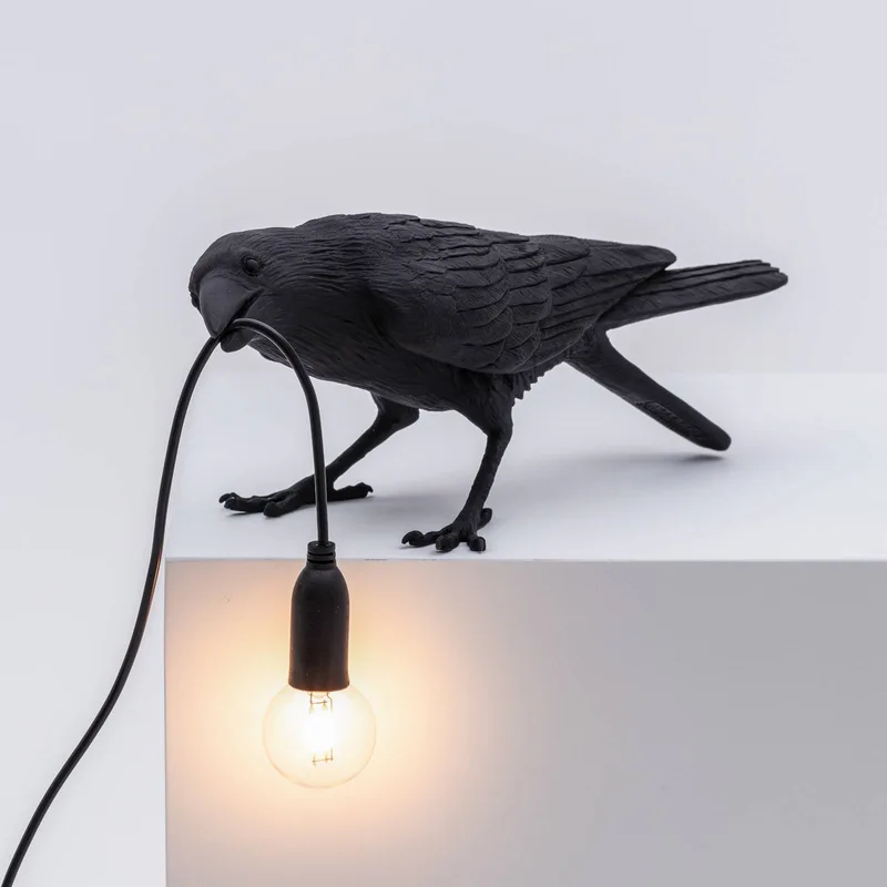 Bird Lamp Playing Tafellamp Zwart de Seletti – photo du produit 4 sur 5
