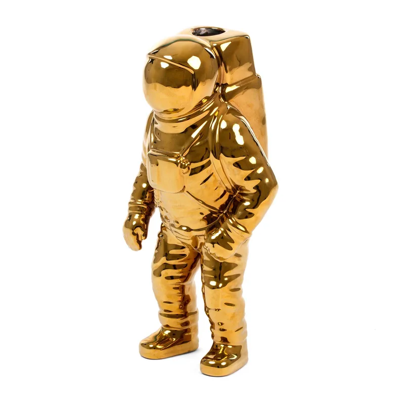 Cosmic Diner Starman vaas, H 28 cm, porselein von Seletti in Goud – Produktfoto