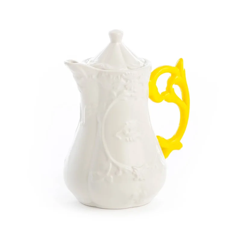 I-Wares theepot, wit/geel, 1,2 liter, porselein von Seletti in Wit, geel – Produktfoto