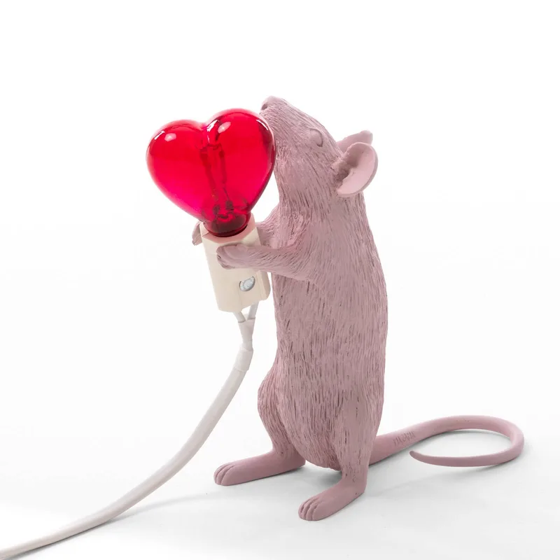 LED decoratie-tafellamp Mouse Lamp USB Valentine by Seletti in White, Red – product photo