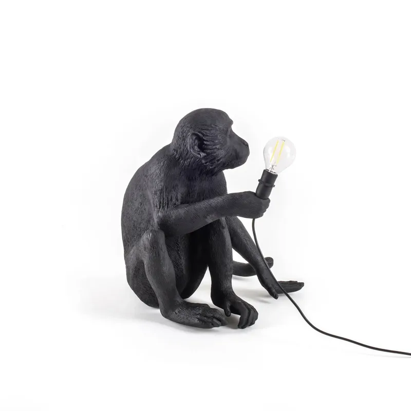 LED decoratie-terraslamp Monkey Lamp zittend black von Seletti in Zwart – Produktfoto