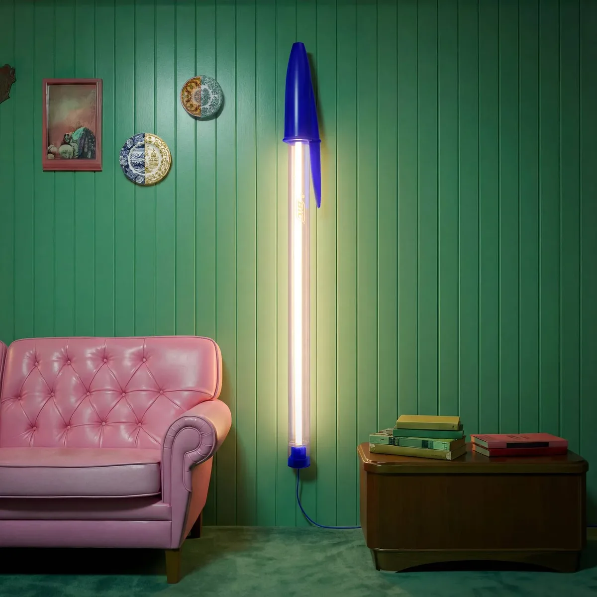 LED hanglamp BIC, blauw, lengte 173 cm van Seletti in Blauw, Transparant – productfoto