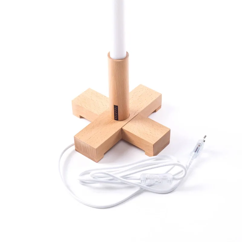 LED lamp Linea, wit, houten details, universeel de Seletti en Blanc, Licht hout – photo du produit 5 sur 5