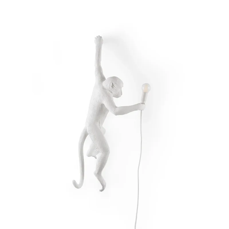 Monkey Hanging Wandlamp Left Wit - Seletti Monkey Lamp - Woonkamer - Designer - Kunststof von Seletti – Produktfoto