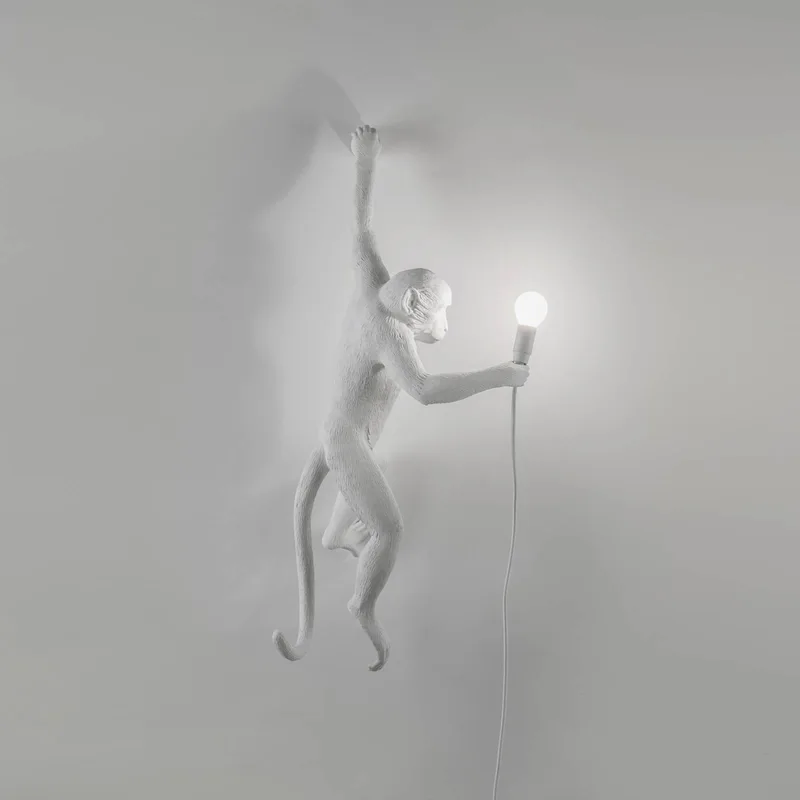 Monkey Hanging Wandlamp Left Wit de Seletti – photo du produit 4 sur 5
