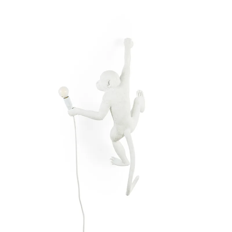 Monkey Hanging Wandlamp Right Wit - Seletti Monkey Lamp - Woonkamer - Designer - Kunststof von Seletti – Produktfoto