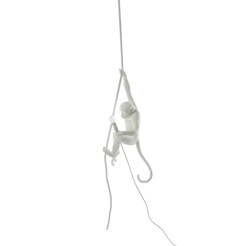 Monkey With Rope Hanglamp Wit - Seletti Monkey Lamp - Woonkamer - Designer - Kunststof von Seletti – Produktfoto