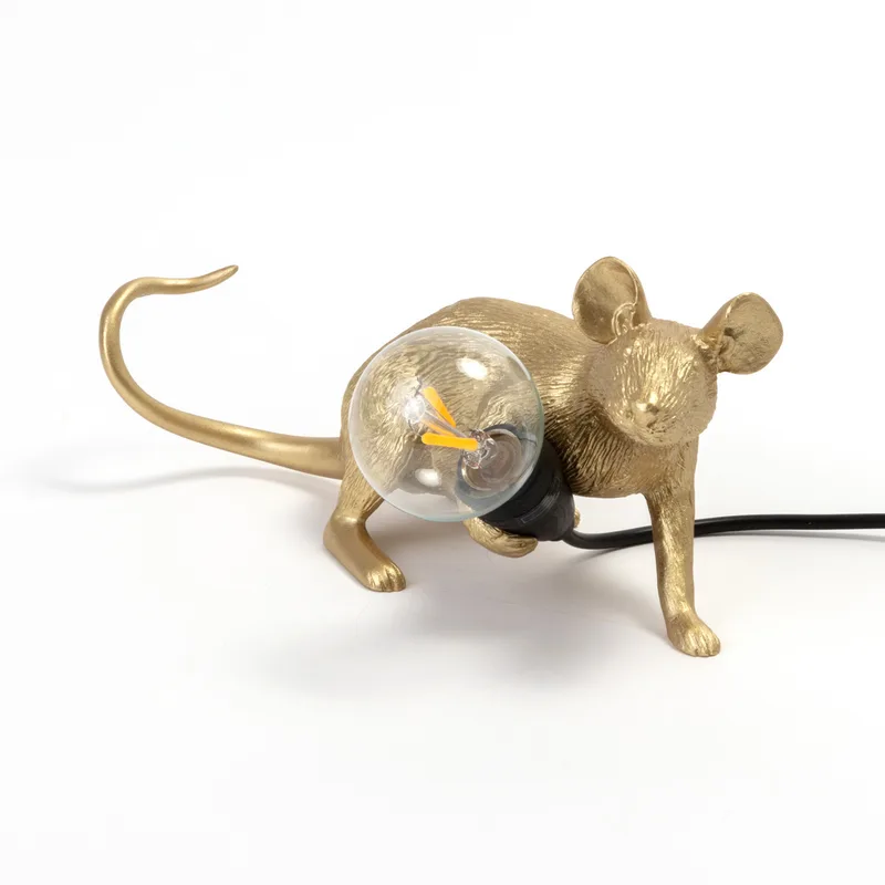 Mouse Lamp Lop Lying Down Tafellamp Goud - Seletti Mouse Lamp Valentine - Woonkamer - Designer - Kunststof by Seletti – product photo
