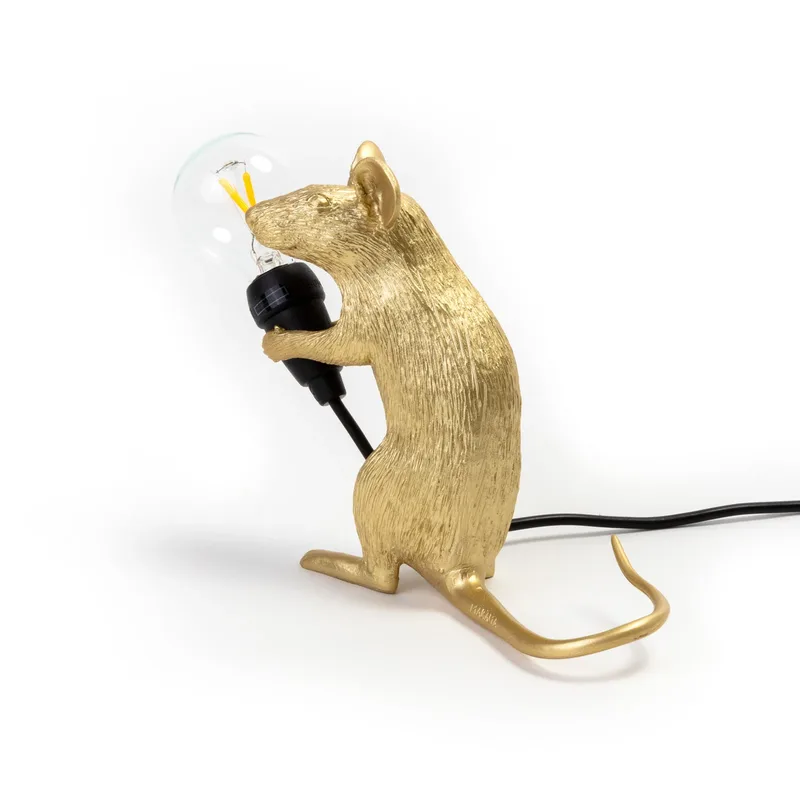 Mouse Lamp Mac Sitting Tafellamp Goud - Seletti Mouse Lamp Valentine - Woonkamer - Designer - Kunststof de Seletti – photo du produit