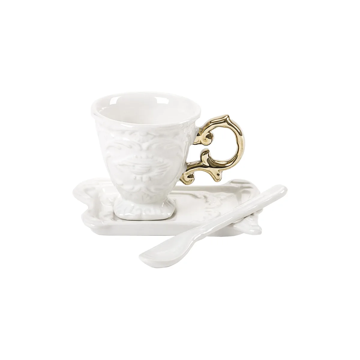 Set aus Tasse, Untertasse und Löffel I-Wares - Gold - Porzellan - Designer Selab de Seletti – photo du produit