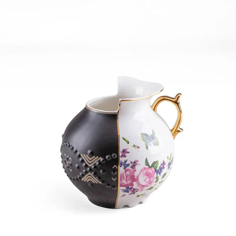 Vaas Hybrid Lfe, wit / kleurrijk, Ø 19,5 cm, porselein by Seletti in Wit, zwart, goud, kleurrijk – product photo