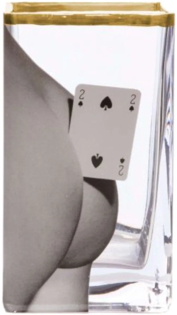 VASO IN VETRO TOILETPAPER 10X8 H14 14122 TWO OF SPADES SELETTI GREY by Seletti in Grijs – product photo