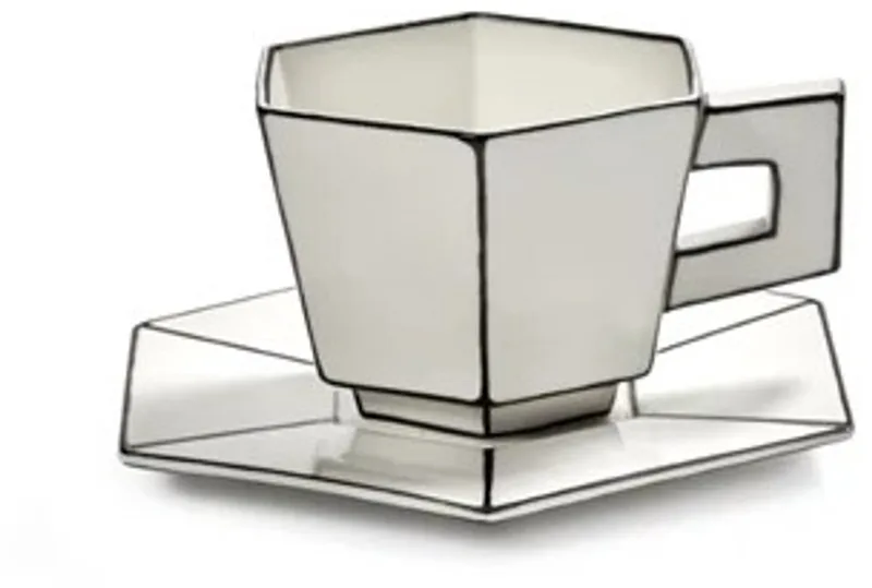 Annebet Philips Carte Blanche cappuccino kop + schotel 220ml wit / zwart (set van 2) by Serax in Wit / zwart – product photo
