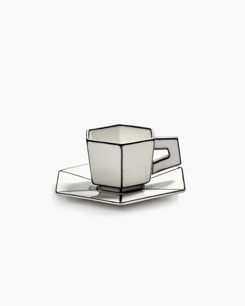 Annebet Philips Carte Blanche Espresso kop + schotel 9cl inhoud (set van 2) by Serax in Wit/zwart – product photo