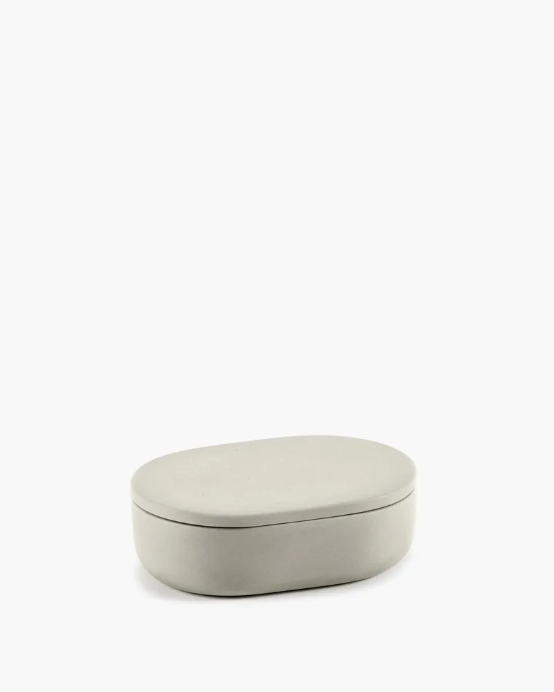 Bertrand Lejoly - Cose - Ovaal potje met deksel L - H 6,5cm by Serax in Beige – product photo