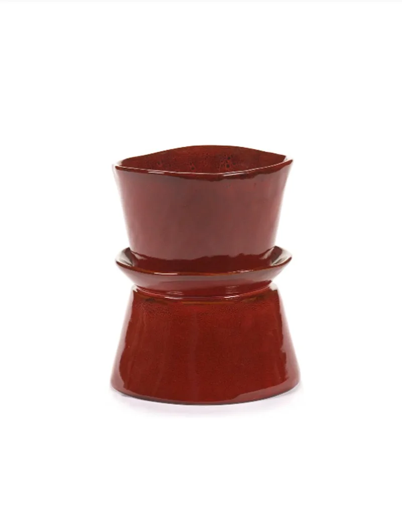 Bloemenvaas-Schaal La Mère Keramiek Rood-Ventian Red D 19 cm H 22 cm by Serax in Rood – product photo