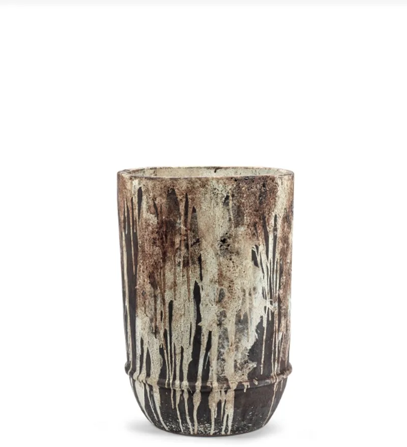 Bloempot-Plantenbak Dune Kelly Wearstler Wit-Donker Bruin D 38 cm H 56 cm de Serax en Wit – photo du produit