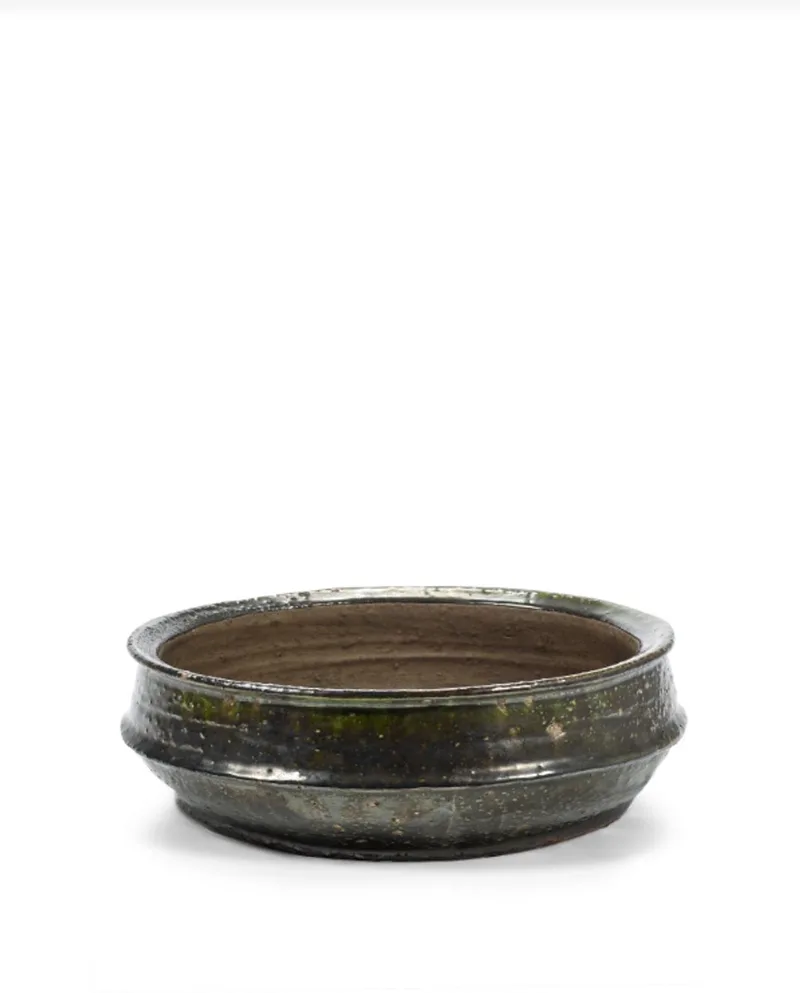Bloempot-Plantenschaal Dune Kelly Wearstler Groen-Donker D 49 cm H 15.3 cm by Serax in Groen – product photo