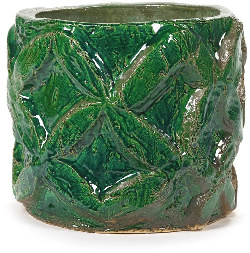 Bloempot Structuur Groen-Bruin-Gemeleerd D 28 cm H 28 cm by Serax in Groen – product photo