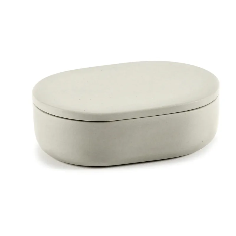 Cose Aufbewahrungsdose oval mit Deckel S 3,3 x 10,2 cm Beige von Serax – Produktfoto