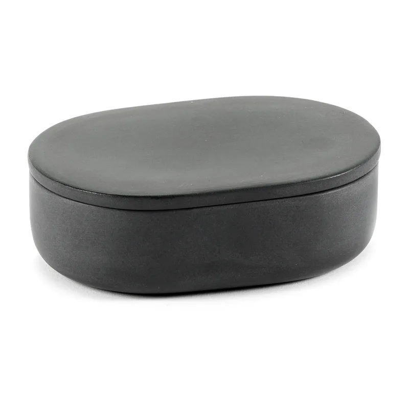 Cose Aufbewahrungsdose oval mit Deckel S 3,3 x 10,2 cm Dark Grey von Serax – Produktfoto