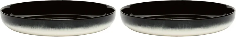 Dé Tableware By Ann Demeulemeester Diep Bord Ø24 Set Van 2 White/Black B von Serax in Zwart – Produktfoto