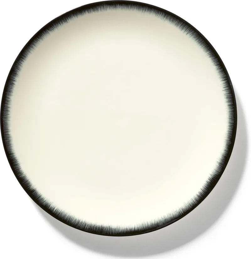 Dé Tableware by Ann Demeulemeester - Ontbijtbord Variatie 3 - Ø24 - 2 stuks de Serax en Off-white / Black – photo du produit